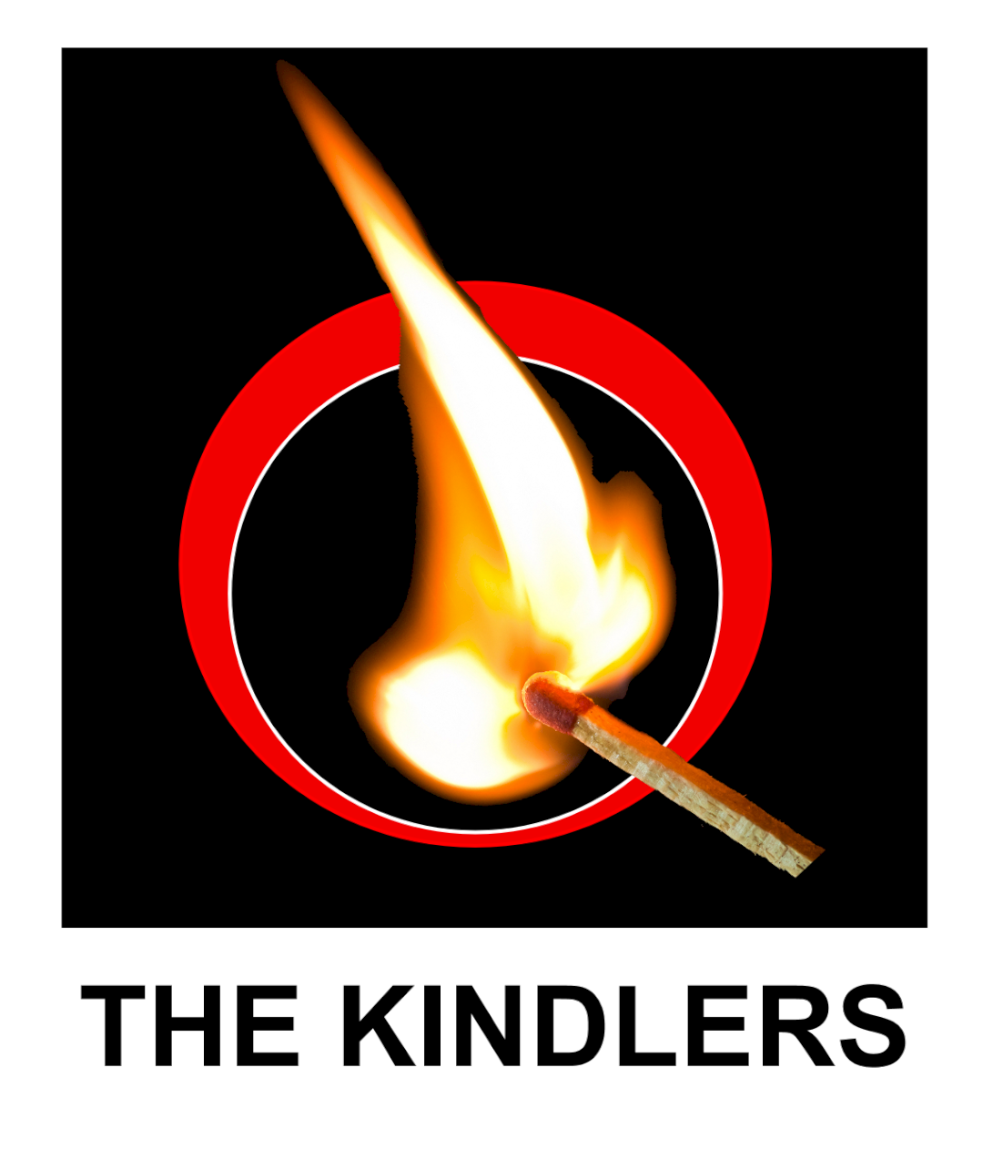A letter O with a lighted match super-imposed making a Q shape with the words 'The Kindlers'